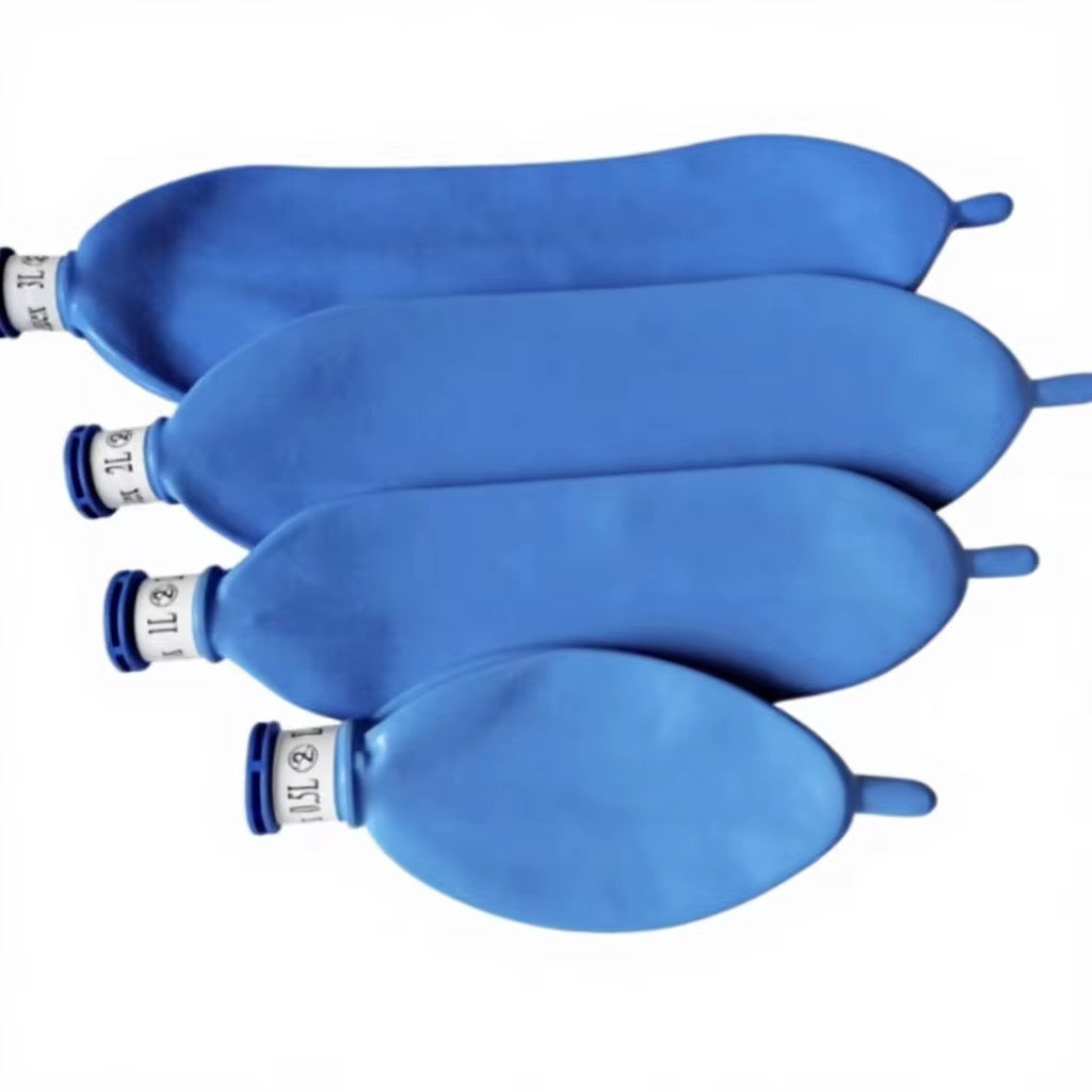 Sacs respiratoires en latex pour anesthésie, à usage unique, sac de réservoir, couleur bleue, 3L, 2L, IL, 0.5L