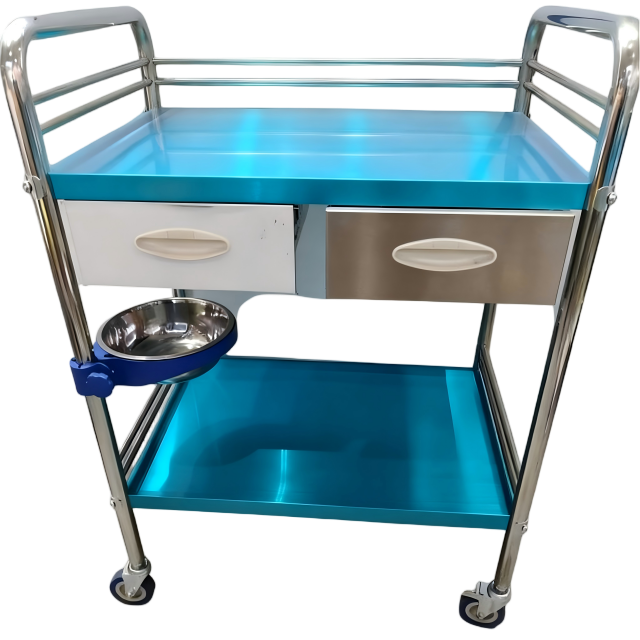 Chariot médical en acier inoxydable assemblé, capacité de charge de 100 kg, largeur de 50 cm, mobilier hospitalier