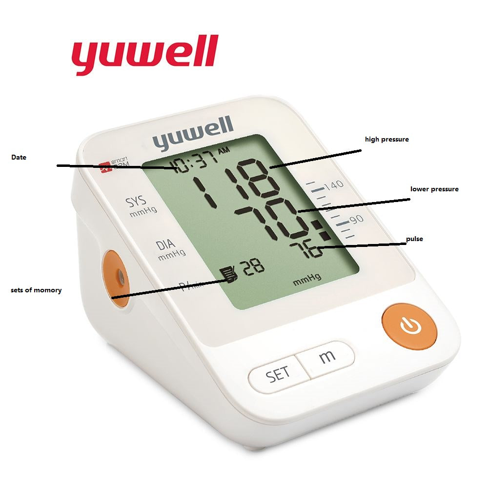 Tensiomètre numérique au bras Yuwell YE650A - Gonflage automatique, grand écran LCD rétroéclairé, qualité médicale