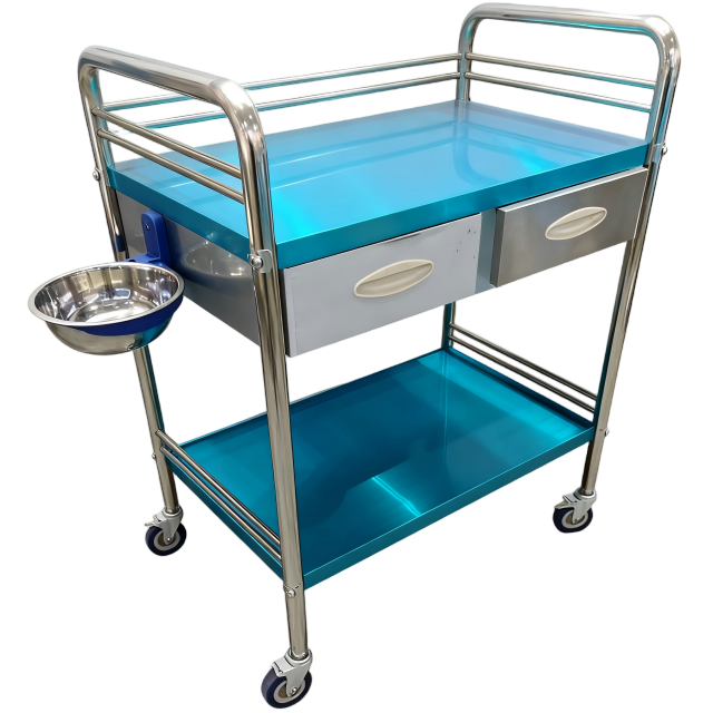 Chariot médical en acier inoxydable assemblé, capacité de charge de 100 kg, largeur de 50 cm, mobilier hospitalier
