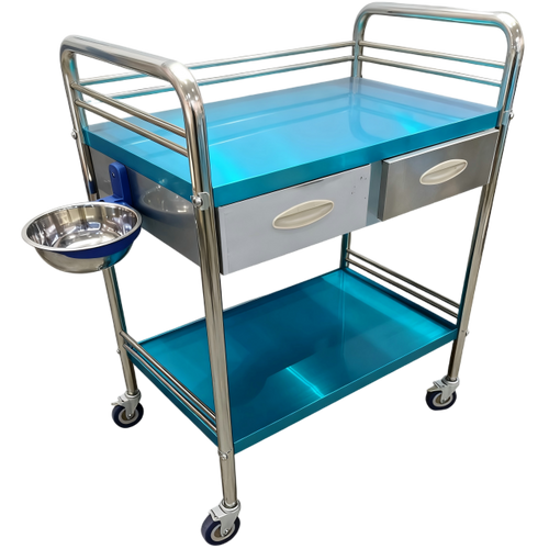 Chariot médical en acier inoxydable assemblé, capacité de charge de 100 kg, largeur de 50 cm, mobilier hospitalier