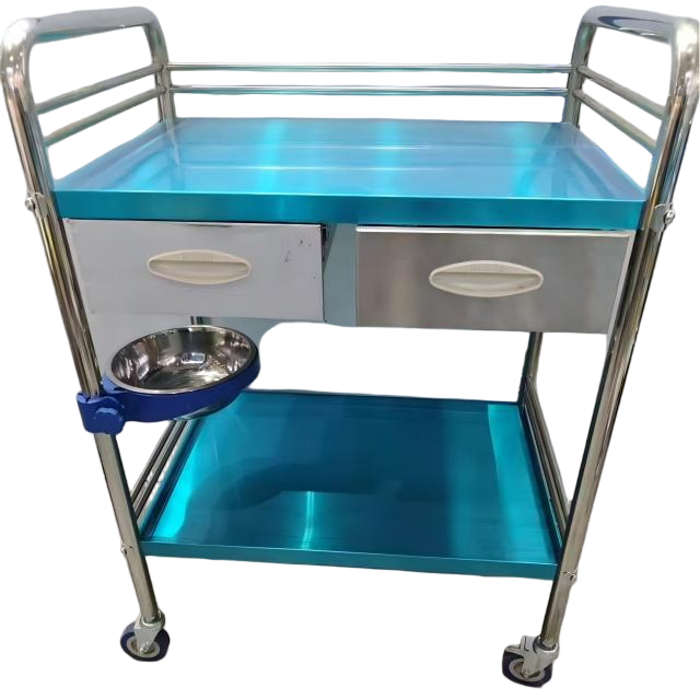 Chariot médical en acier inoxydable assemblé, capacité de charge de 100 kg, largeur de 50 cm, mobilier hospitalier